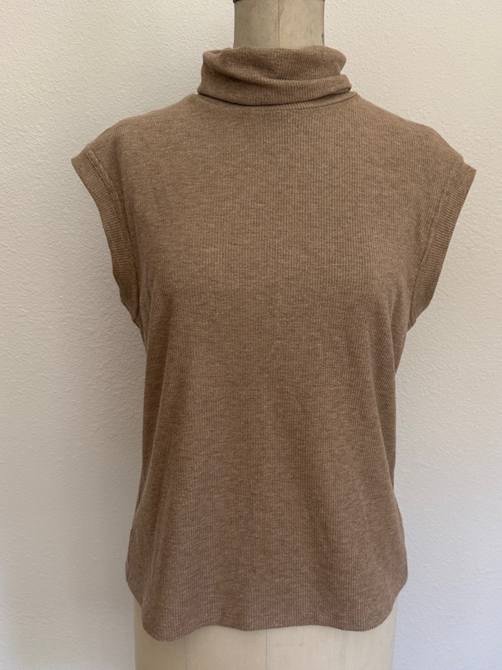 Banana Republic Sleeveless Cowl Neck Sweater - Camel Brown Metallic